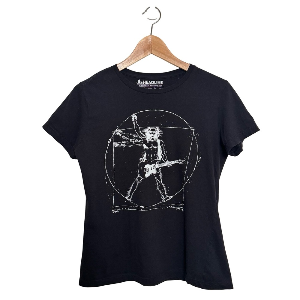 Headline Shirts | Da Vinci Rock Man Graphic Tee | Black + White | Women's Medium